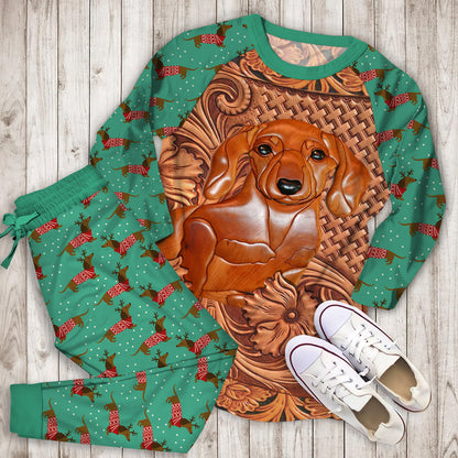 Dachshund Pajama Set | Pajamas | Cotton Sleepwear Sets | Soft Long Sleeve Pjs | Raglan Shirt and Pants Set