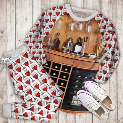 Wine Name Pajama Set | Pajamas | Cotton Sleepwear Sets | Soft Long Sleeve Pjs | Raglan Shirt and Pants Set