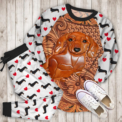 Dachshund Pajama Set | Pajamas | Cotton Sleepwear Sets | Soft Long Sleeve Pjs | Raglan Shirt and Pants Set