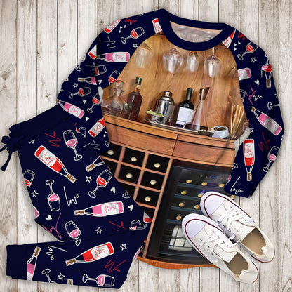 Wine Name Pajama Set | Pajamas | Cotton Sleepwear Sets | Soft Long Sleeve Pjs | Raglan Shirt and Pants Set