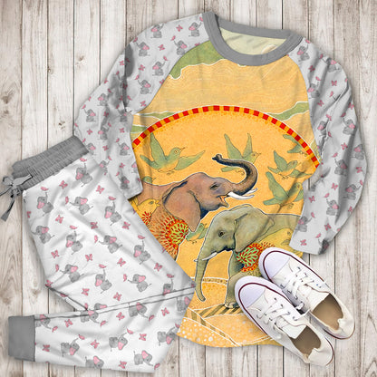 Elephant Pajama Set | Pajamas | Cotton Sleepwear Sets | Soft Long Sleeve Pjs | Raglan Shirt and Pants Set