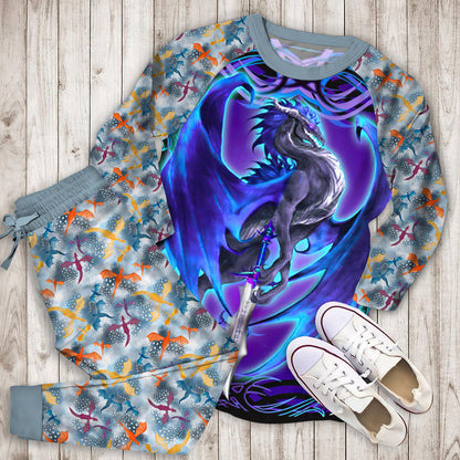 Blue Dragon Pajama Set |Sleepwear Pjs Sets | Raglan Shirt Pants Set
