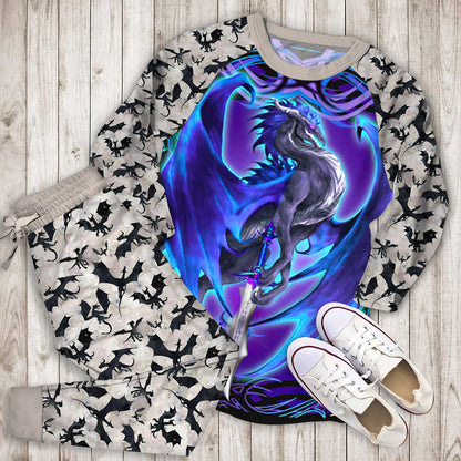 Blue Dragon Pajama Set |Sleepwear Pjs Sets | Raglan Shirt Pants Set