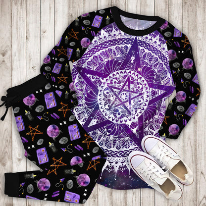 Wicca Pajama Set | Pajamas | Cotton Sleepwear Sets | Soft Long Sleeve Pjs | Raglan Shirt and Pants Set