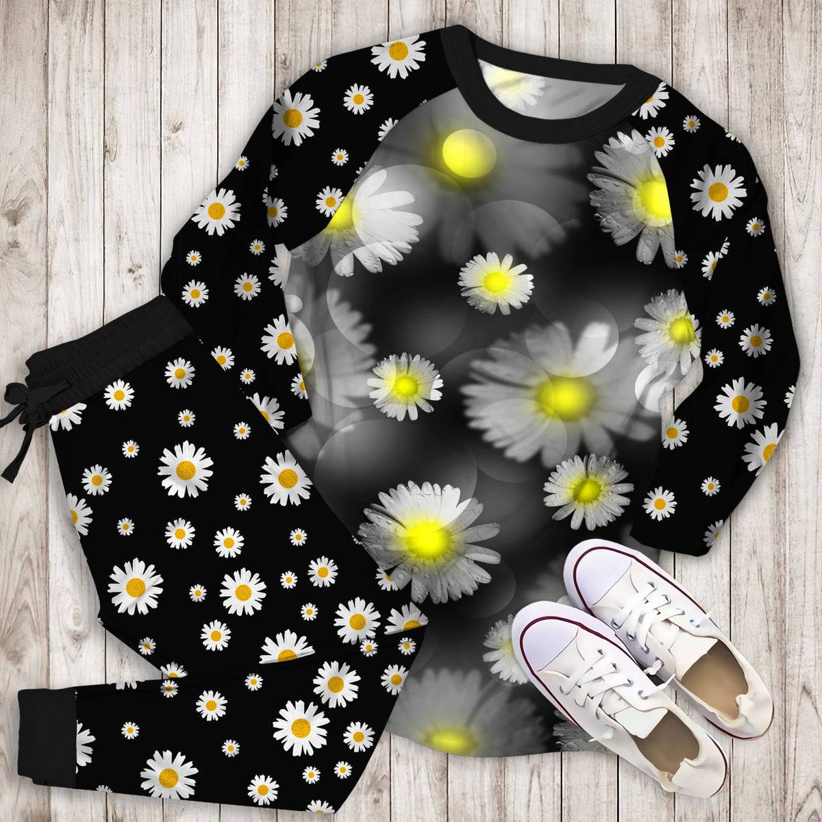Daisy Pajama Set | Pajamas | Cotton Sleepwear Sets | Soft Long Sleeve Pjs | Raglan Shirt and Pants Set
