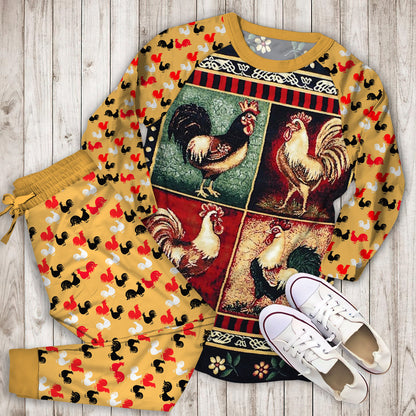 Rooster Pajama Set |Sleepwear Pjs Sets | Raglan Shirt Pants Set