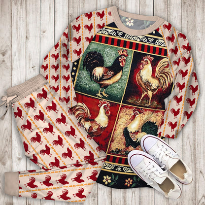 Rooster Pajama Set |Sleepwear Pjs Sets | Raglan Shirt Pants Set