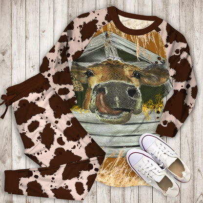 Cow Pajama Set |Sleepwear Pjs Sets | Raglan Shirt Pants Set