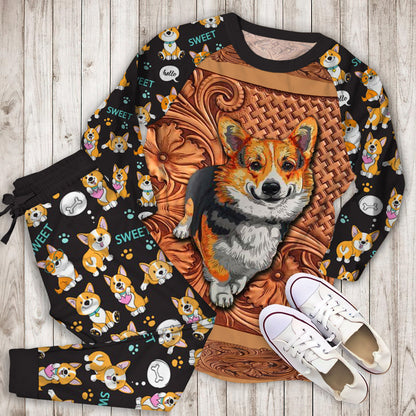 Pembroke Welsh Corgi Pajama Set |Sleepwear Pjs Sets | Raglan Shirt Pants Set