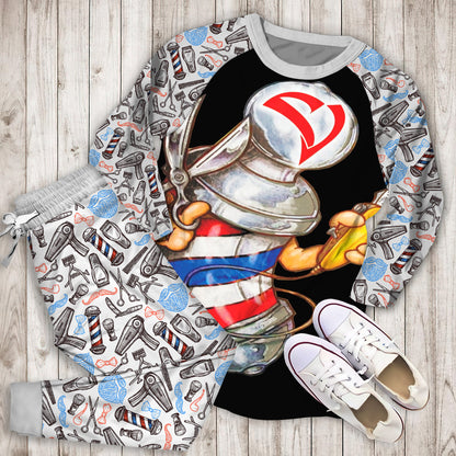 Barber Pole Pajama Set |Sleepwear Pjs Sets | Raglan Shirt Pants Set