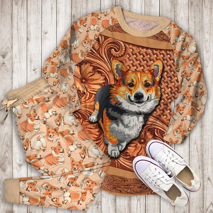 Pembroke Welsh Corgi Pajama Set |Sleepwear Pjs Sets | Raglan Shirt Pants Set