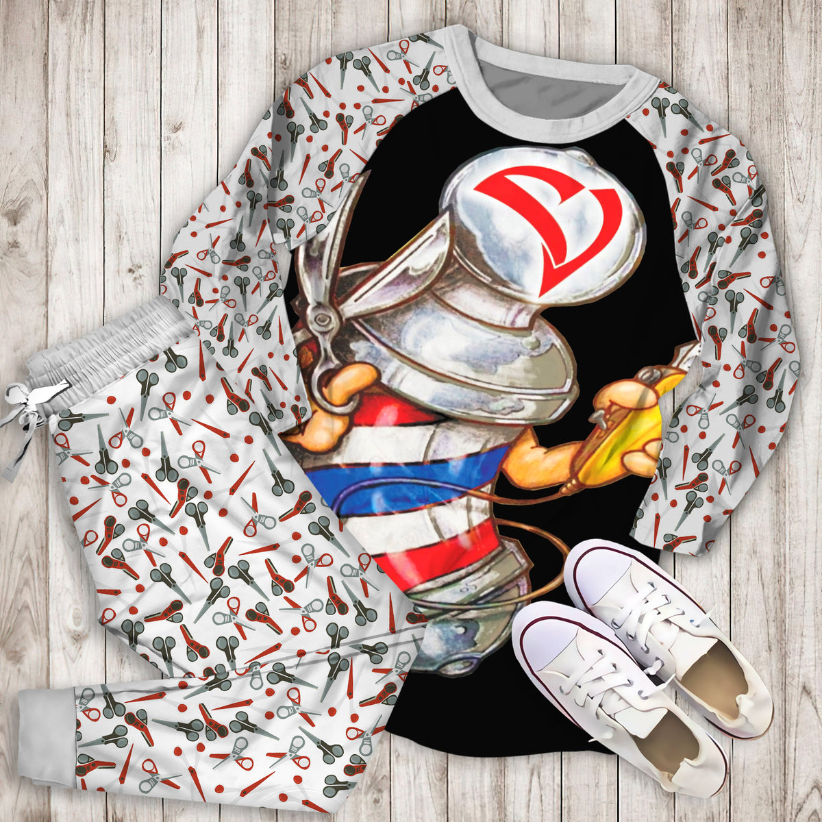 Barber Pole Pajama Set |Sleepwear Pjs Sets | Raglan Shirt Pants Set