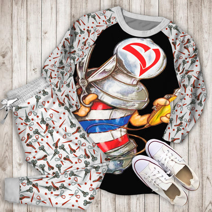 Barber Pole Pajama Set |Sleepwear Pjs Sets | Raglan Shirt Pants Set