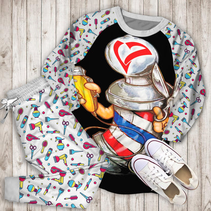 Barber Pole Pajama Set |Sleepwear Pjs Sets | Raglan Shirt Pants Set