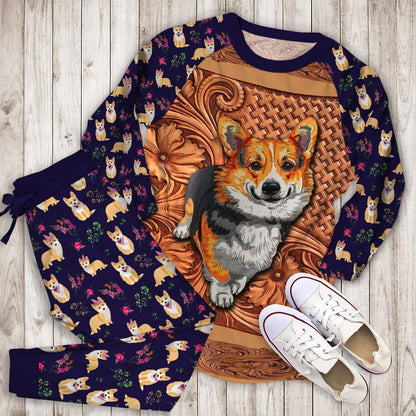 Pembroke Welsh Corgi Pajama Set |Sleepwear Pjs Sets | Raglan Shirt Pants Set