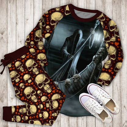 Death Trip Pajama Set | Pajamas | Cotton Sleepwear Sets | Soft Long Sleeve Pjs | Raglan Shirt and Pants Set