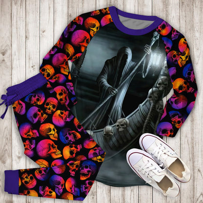 Death Trip Pajama Set | Pajamas | Cotton Sleepwear Sets | Soft Long Sleeve Pjs | Raglan Shirt and Pants Set