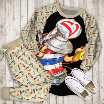 Barber Pole Pajama Set |Sleepwear Pjs Sets | Raglan Shirt Pants Set