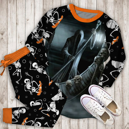 Death Trip Pajama Set | Pajamas | Cotton Sleepwear Sets | Soft Long Sleeve Pjs | Raglan Shirt and Pants Set