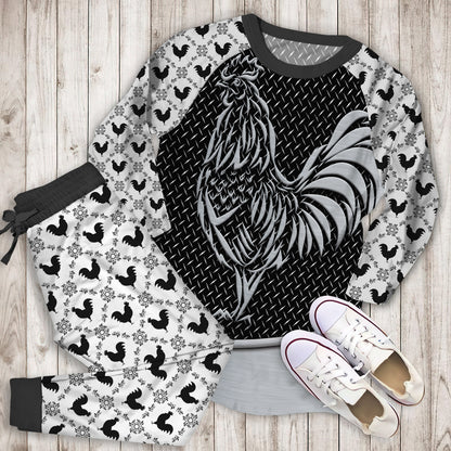 Rooster Pajama Set | Pajamas | Cotton Sleepwear Sets | Soft Long Sleeve Pjs | Raglan Shirt and Pants Set