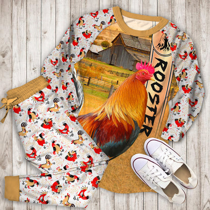 Rooster Rooster Personalized Name Pajama Set | Pajamas | Cotton Sleepwear Sets | Soft Long Sleeve Pjs | Raglan Shirt and Pants Set