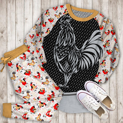 Rooster Pajama Set | Pajamas | Cotton Sleepwear Sets | Soft Long Sleeve Pjs | Raglan Shirt and Pants Set