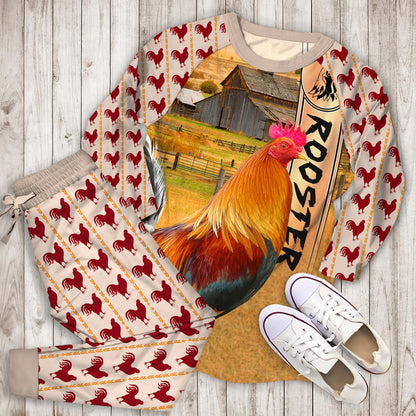 Rooster Rooster Personalized Name Pajama Set | Pajamas | Cotton Sleepwear Sets | Soft Long Sleeve Pjs | Raglan Shirt and Pants Set