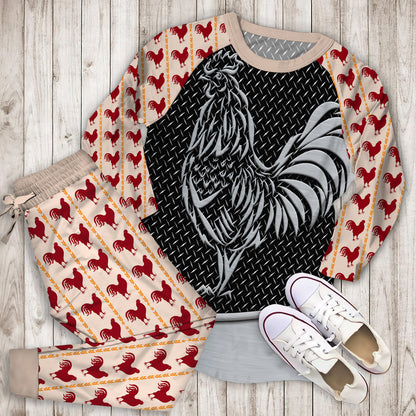 Rooster Pajama Set | Pajamas | Cotton Sleepwear Sets | Soft Long Sleeve Pjs | Raglan Shirt and Pants Set