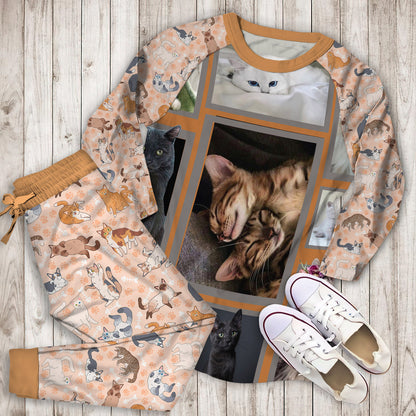 Huge Cat Pajama Set | Pajamas | Cotton Sleepwear Sets | Soft Long Sleeve Pjs | Raglan Shirt and Pants Set