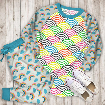 Rainbow Pajama Set | Pajamas | Cotton Sleepwear Sets | Soft Long Sleeve Pjs | Raglan Shirt and Pants Set