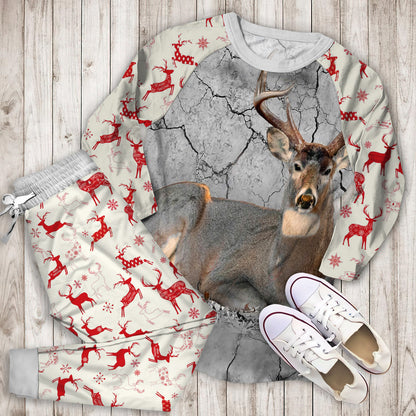 Deer Hunting Pajama Set | Pajamas | Cotton Sleepwear Sets | Soft Long Sleeve Pjs | Raglan Shirt and Pants Set