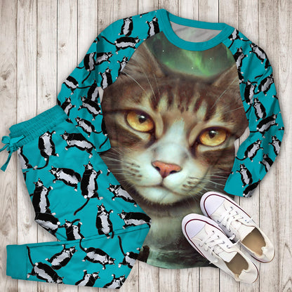 Cat Pajama Set | Pajamas | Cotton Sleepwear Sets | Soft Long Sleeve Pjs | Raglan Shirt and Pants Set