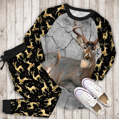 Deer Hunting Pajama Set | Pajamas | Cotton Sleepwear Sets | Soft Long Sleeve Pjs | Raglan Shirt and Pants Set