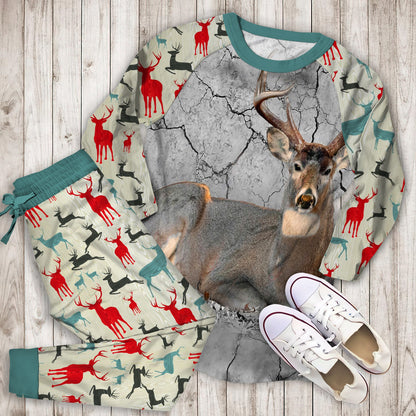 Deer Hunting Pajama Set | Pajamas | Cotton Sleepwear Sets | Soft Long Sleeve Pjs | Raglan Shirt and Pants Set