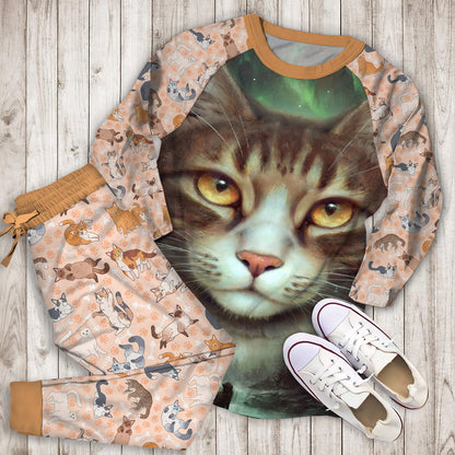 Cat Pajama Set | Pajamas | Cotton Sleepwear Sets | Soft Long Sleeve Pjs | Raglan Shirt and Pants Set