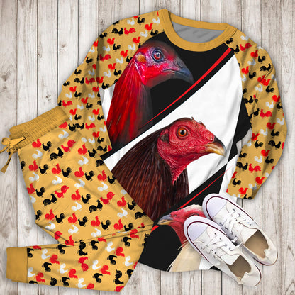 Rooster Personalized Name Pajama Set |Sleepwear Pjs Sets | Raglan Shirt Pants Set