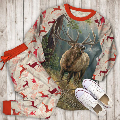 Deer Hunting Pajama Set | Pajamas | Cotton Sleepwear Sets | Soft Long Sleeve Pjs | Raglan Shirt and Pants Set