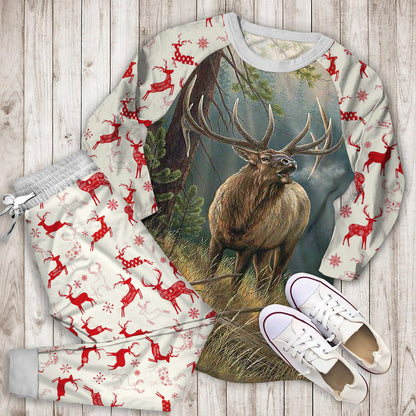Deer Hunting Pajama Set | Pajamas | Cotton Sleepwear Sets | Soft Long Sleeve Pjs | Raglan Shirt and Pants Set