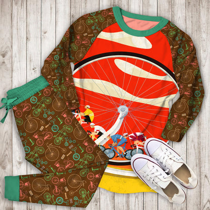 Bicycle Pajama Set | Pajamas | Cotton Sleepwear Sets | Soft Long Sleeve Pjs | Raglan Shirt and Pants Set