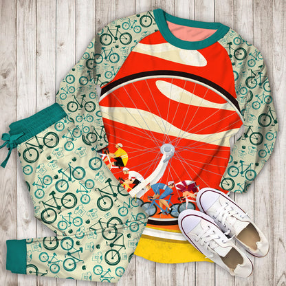 Bicycle Pajama Set | Pajamas | Cotton Sleepwear Sets | Soft Long Sleeve Pjs | Raglan Shirt and Pants Set