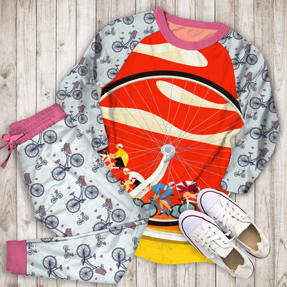 Bicycle Pajama Set | Pajamas | Cotton Sleepwear Sets | Soft Long Sleeve Pjs | Raglan Shirt and Pants Set