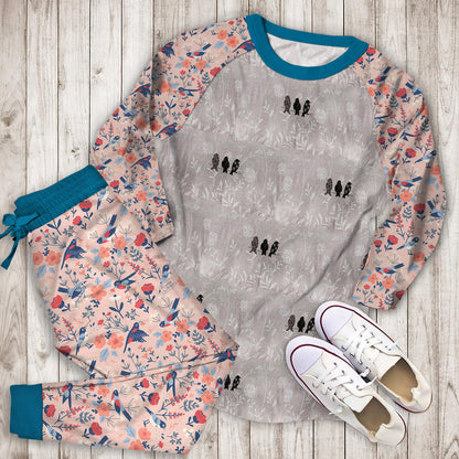Bird Pajama Set | Pajamas | Cotton Sleepwear Sets | Soft Long Sleeve Pjs | Raglan Shirt and Pants Set