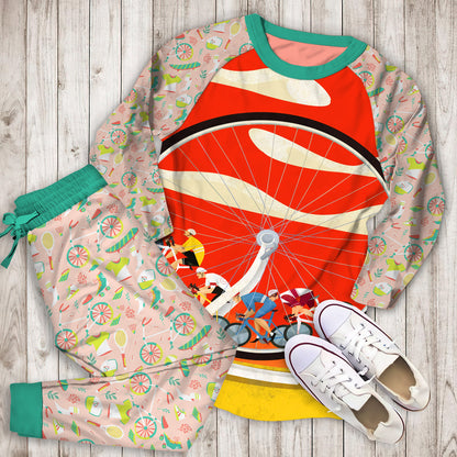 Bicycle Pajama Set | Pajamas | Cotton Sleepwear Sets | Soft Long Sleeve Pjs | Raglan Shirt and Pants Set