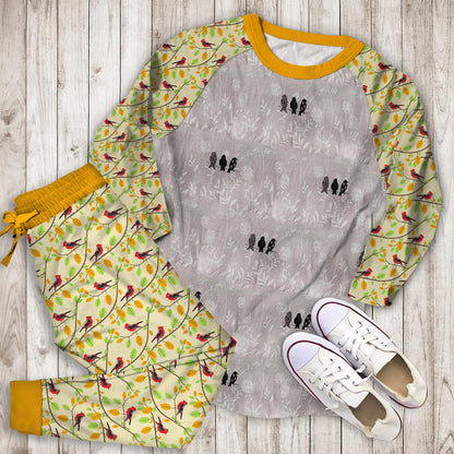 Bird Pajama Set | Pajamas | Cotton Sleepwear Sets | Soft Long Sleeve Pjs | Raglan Shirt and Pants Set
