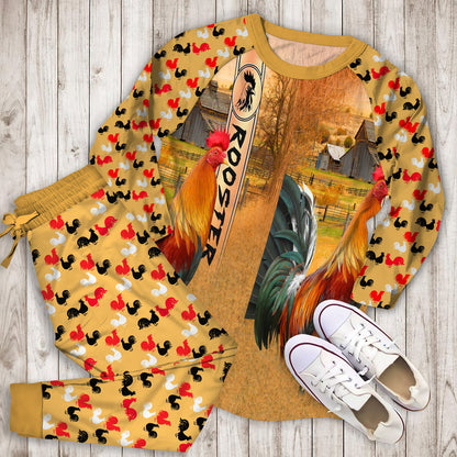 Rooster Personalized Name Pajama Set |Sleepwear Pjs Sets | Raglan Shirt Pants Set