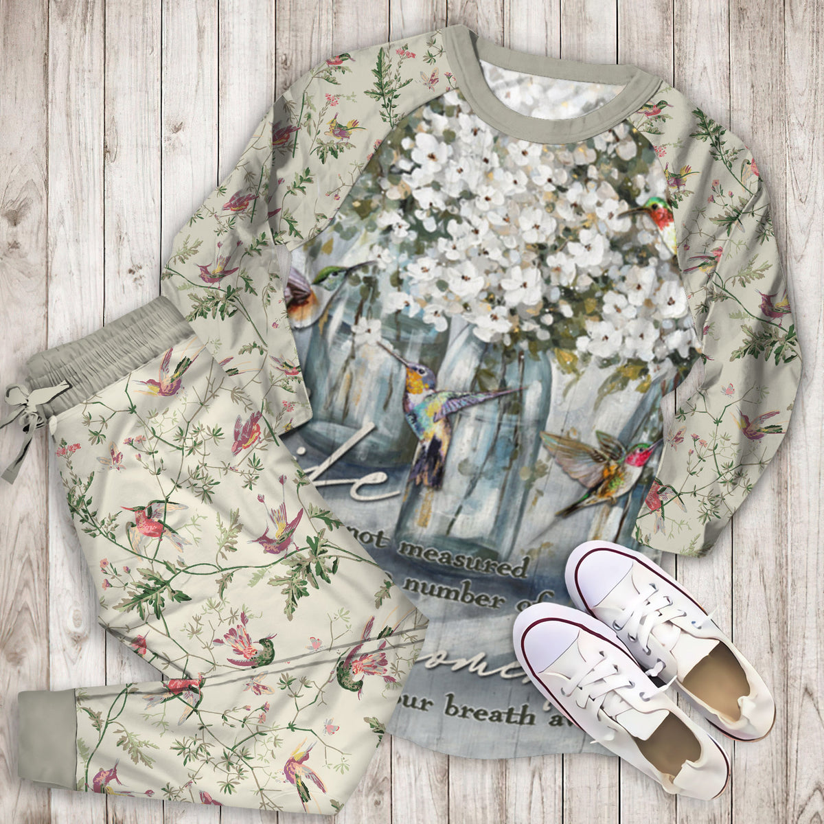 Humming Bird Pajama Set | Pajamas | Cotton Sleepwear Sets | Soft Long Sleeve Pjs | Raglan Shirt and Pants Set