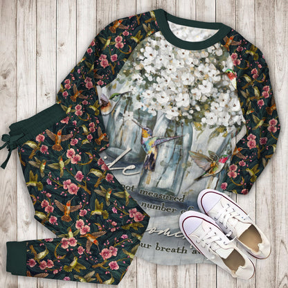 Humming Bird Pajama Set | Pajamas | Cotton Sleepwear Sets | Soft Long Sleeve Pjs | Raglan Shirt and Pants Set