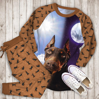 Doberman Pinscher Pajama Set |Sleepwear Pjs Sets | Raglan Shirt Pants Set