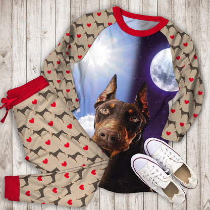 Doberman Pinscher Pajama Set |Sleepwear Pjs Sets | Raglan Shirt Pants Set