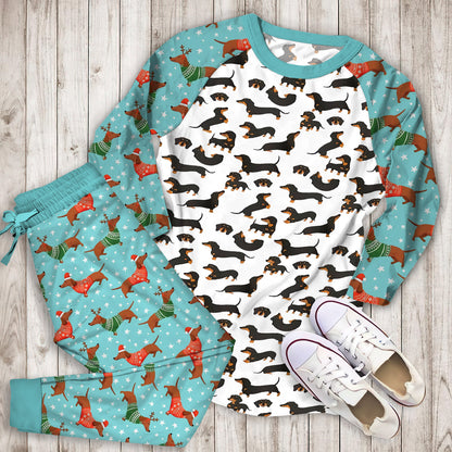 Dachshund Pajama Set | Pajamas | Cotton Sleepwear Sets | Soft Long Sleeve Pjs | Raglan Shirt and Pants Set